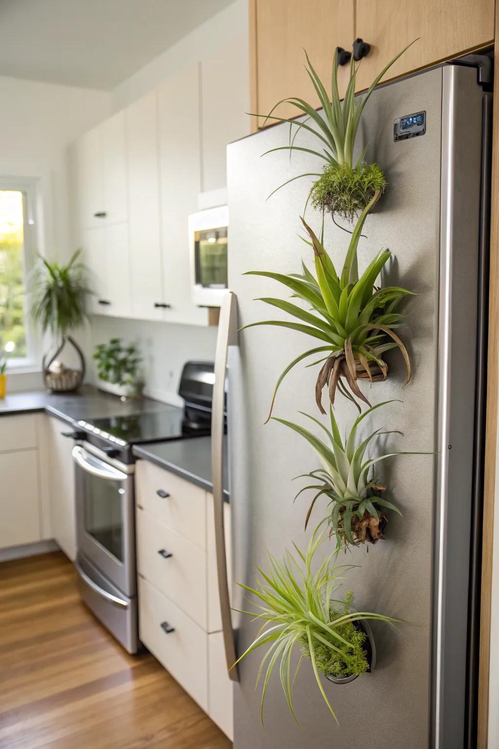 Air plant magnets adding vitality to your fridge space.