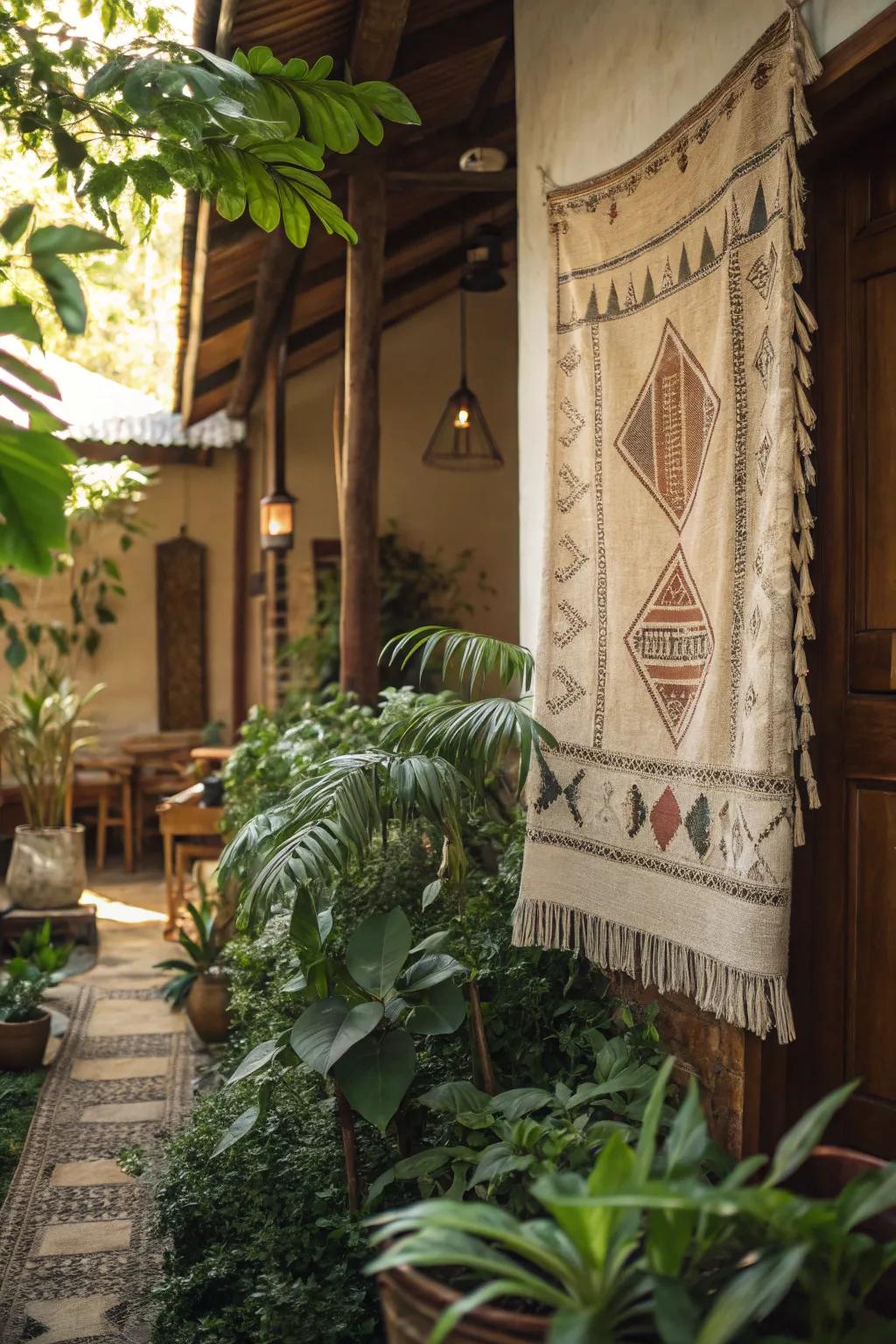Florals and draperies collectively fashion a welcoming atmosphere.