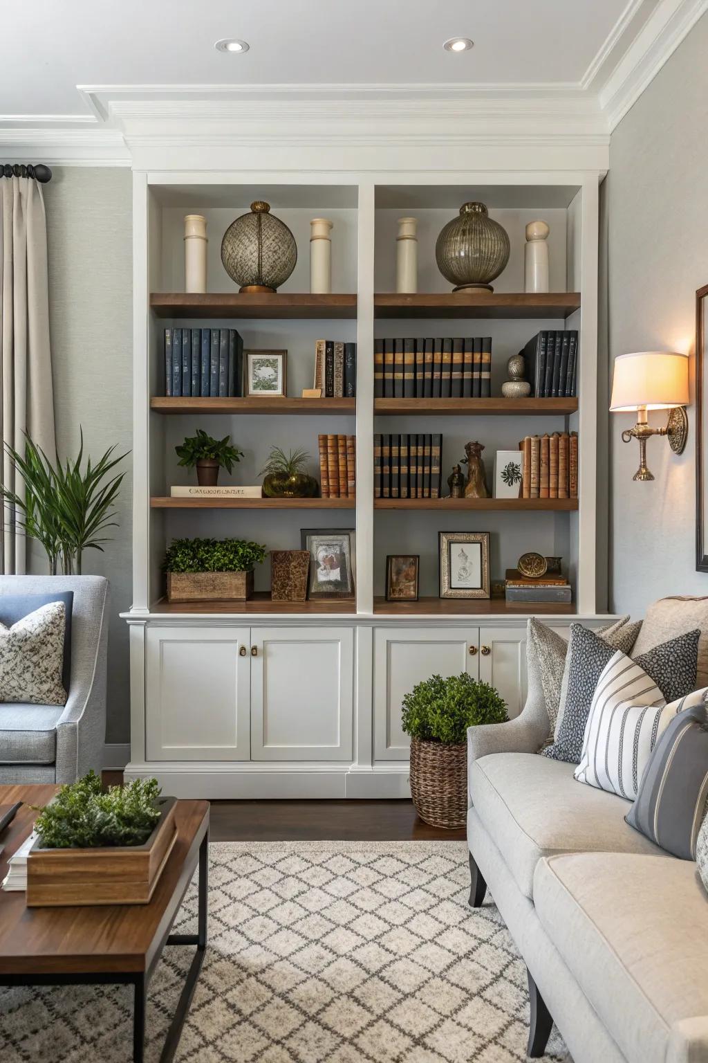 Symmetry imparts harmony to a living room arrangement