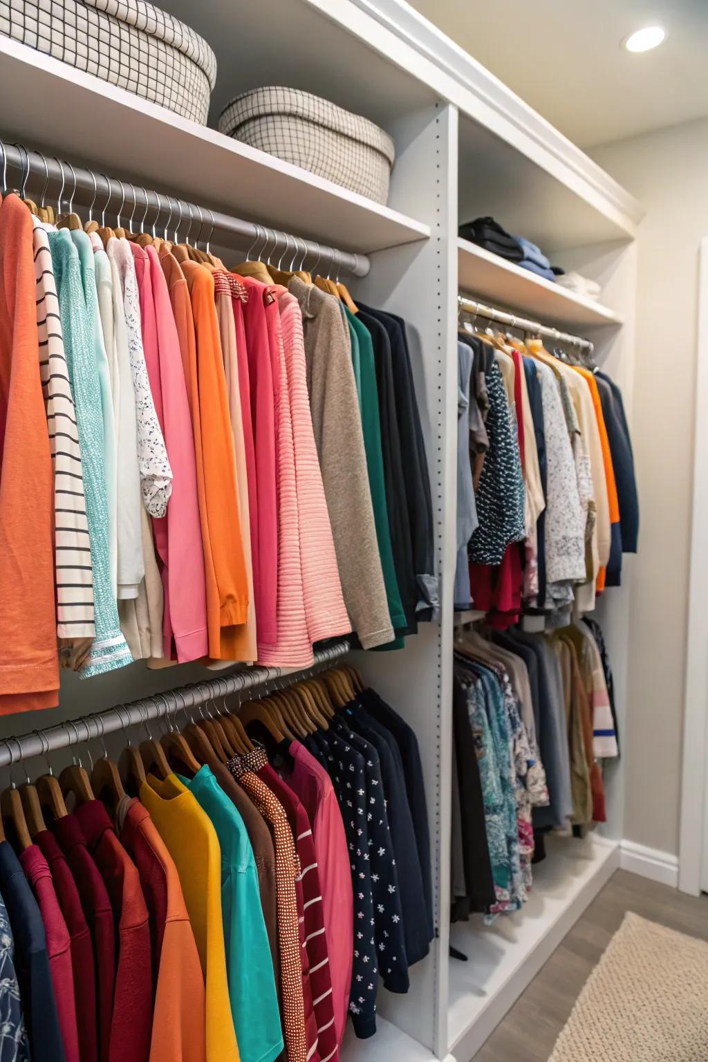 Rotating seasonal clothes to minimize clutter.