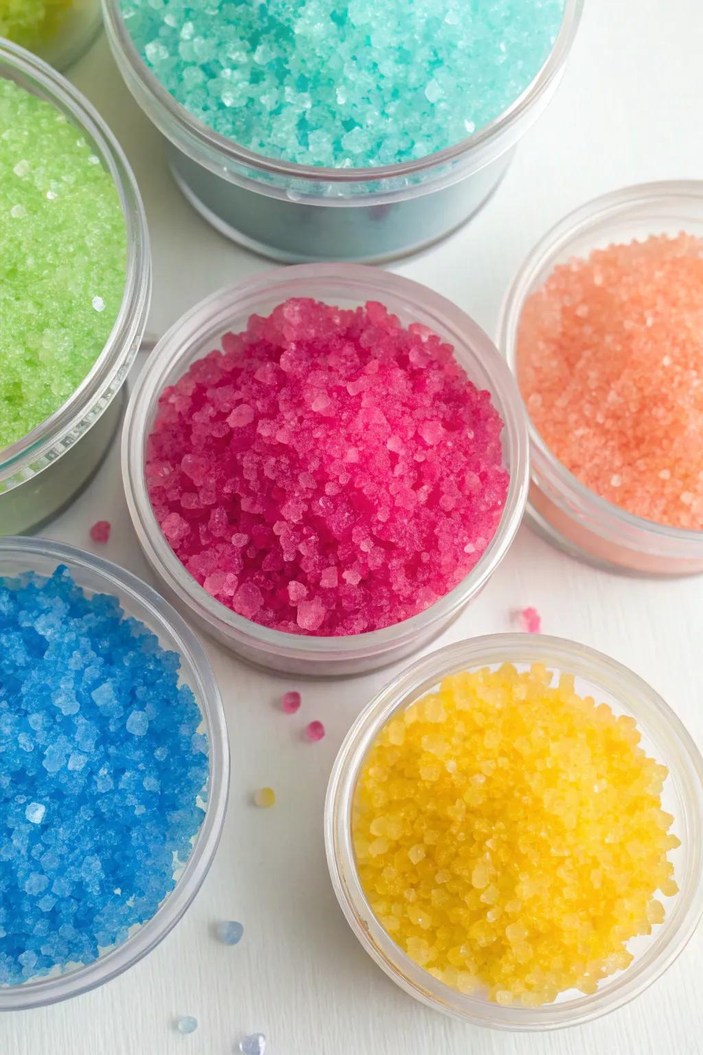 Bright and colorful Revitalizing salt display
