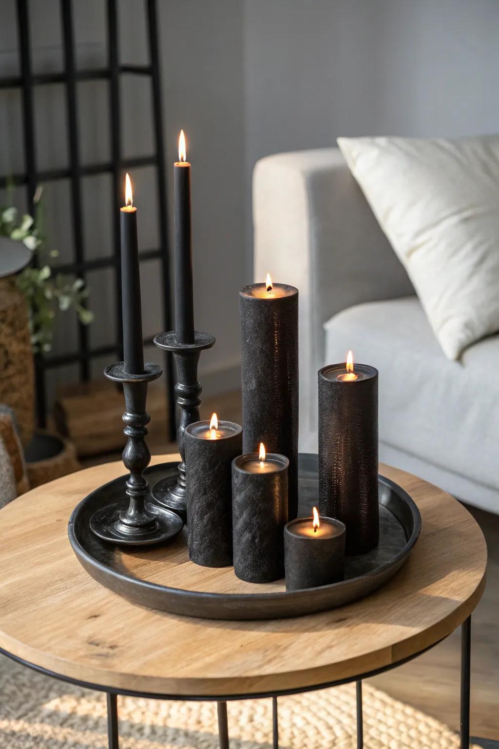 A gothic luminary showcase conducive to an enigmatic atmosphere.