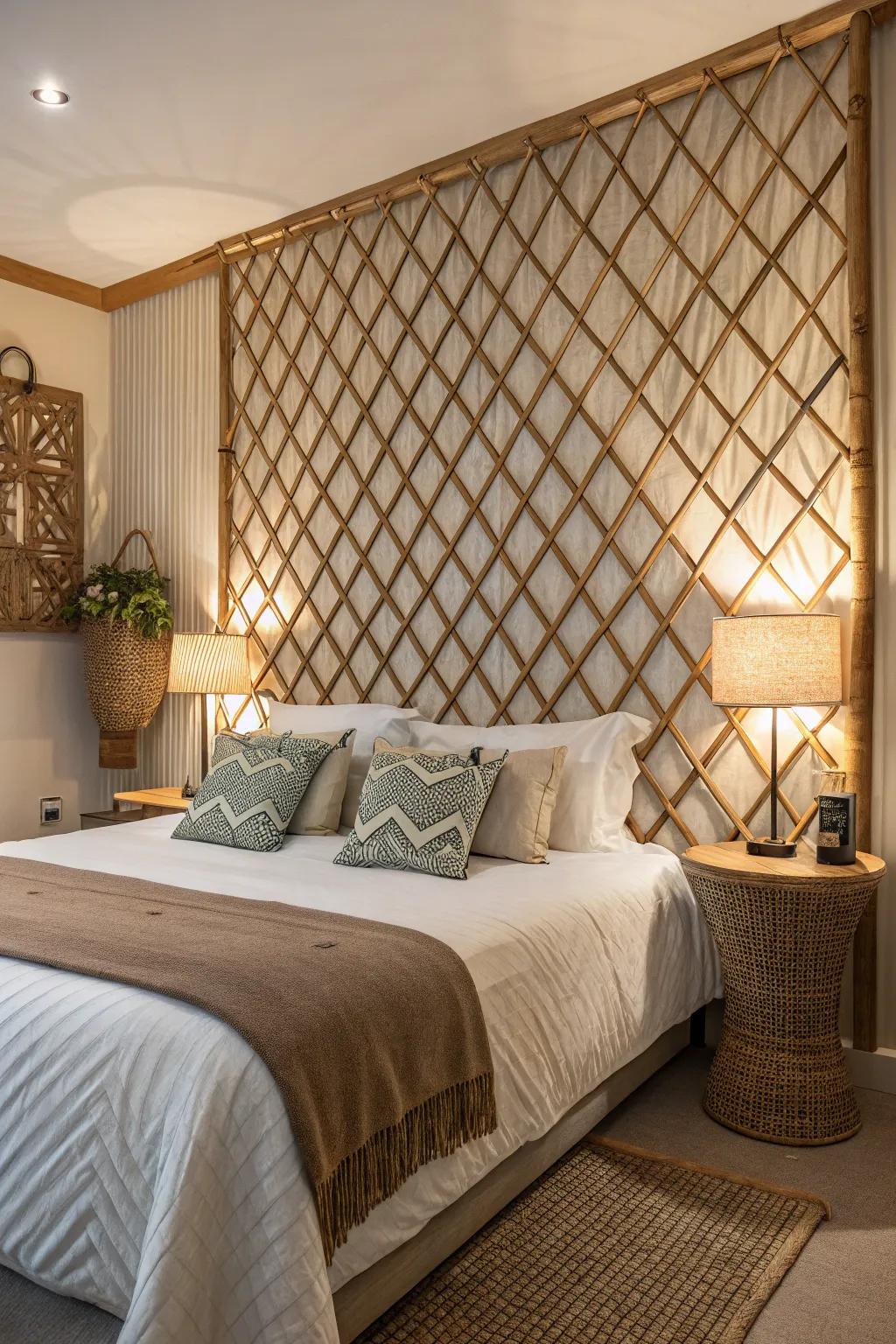 Lattice acting as a gorgeous backdrop in the slumber chamber.