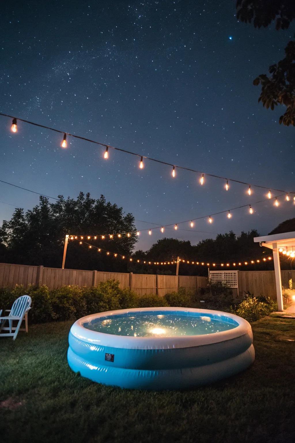 A tranquil sanctuary fashioned for peaceful evenings beneath a starlit expanse.