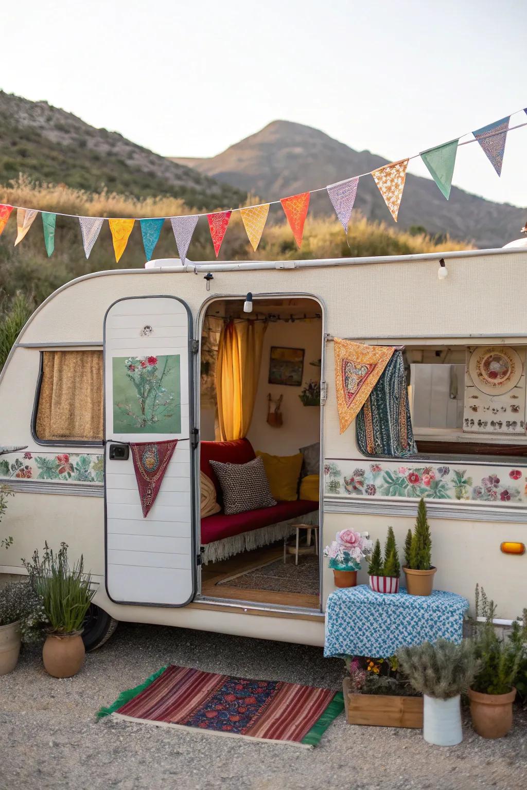 Customized decor that transforms the RV into a sanctuary.