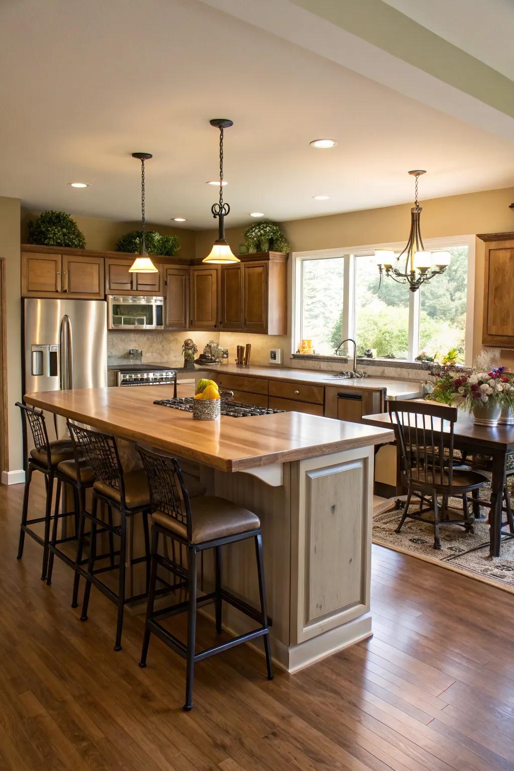 Integrated dining zones foster community and connection.