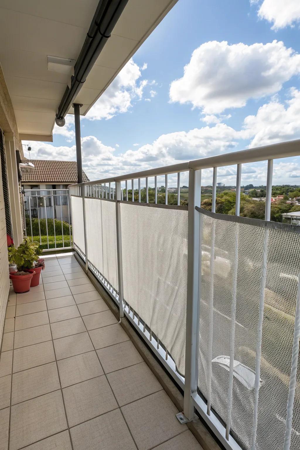 Secure coverings maintain the balcony's safety for fun escapades.