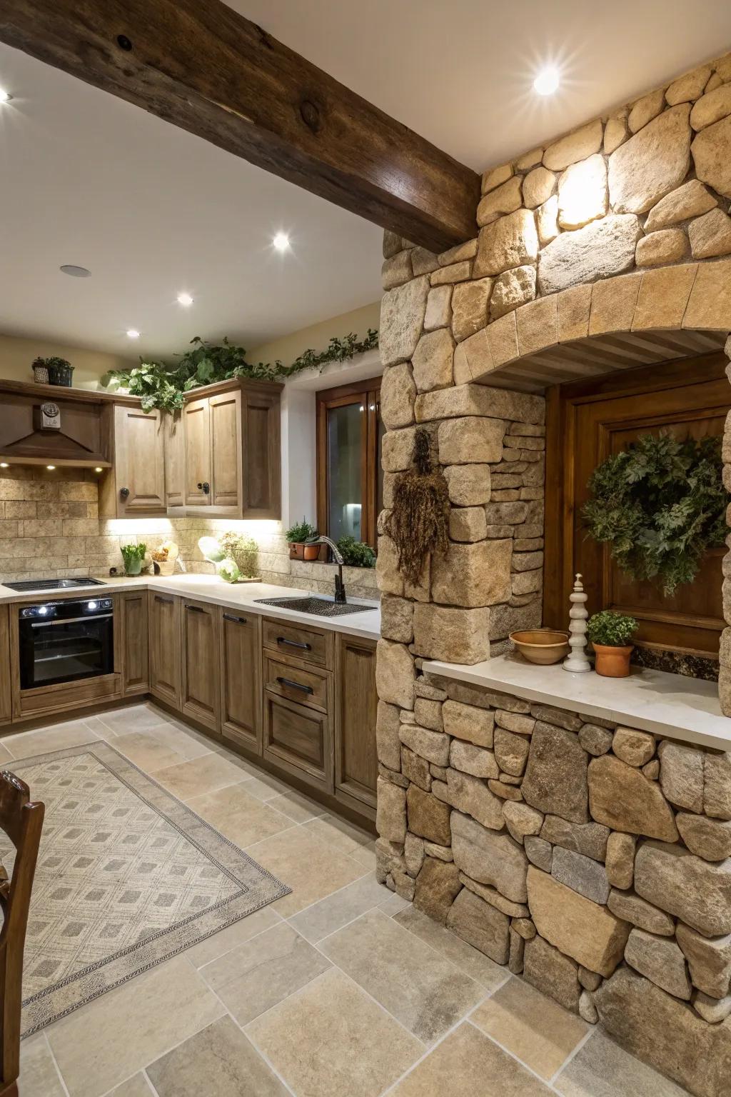 Borders with natural stone enhance your kitchen with a sophisticated, organic feel.