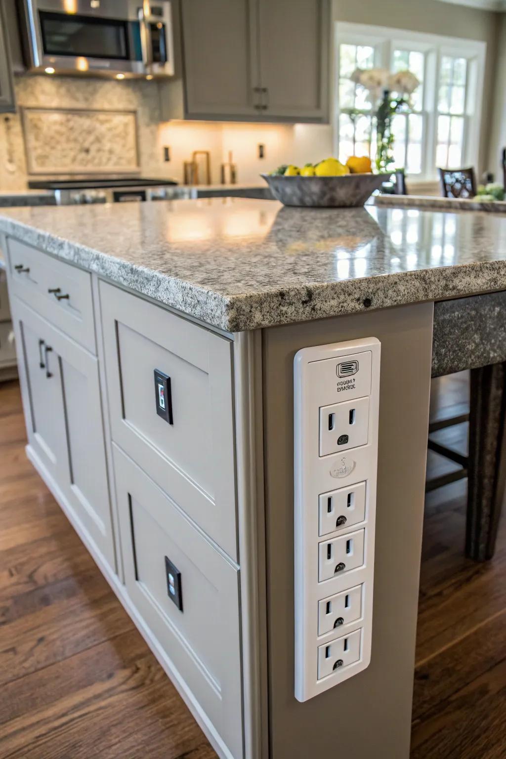 USB ports afford contemporary ease within the kitchen.