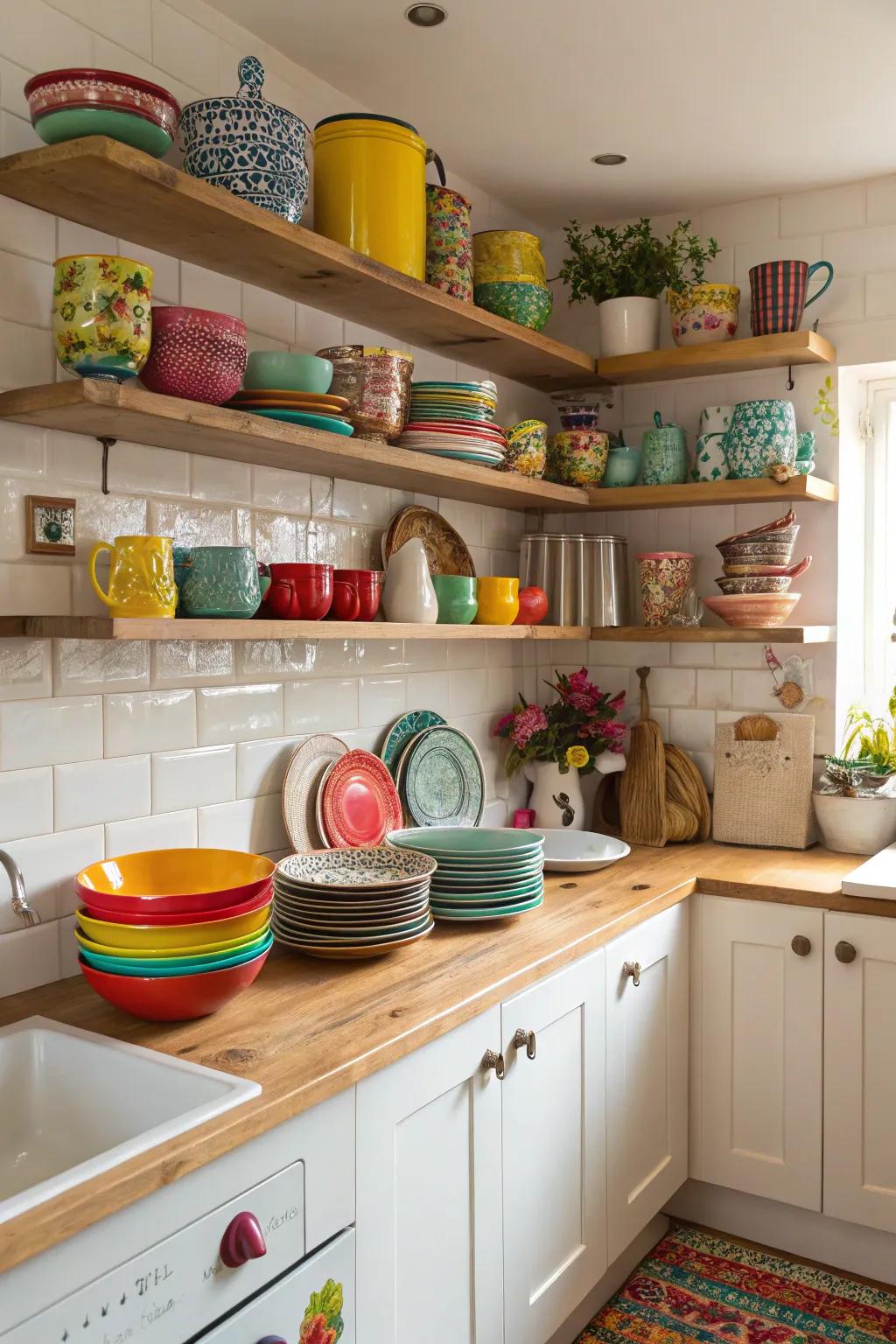 Open shelving brings personality and a spacious feel to your kitchen.