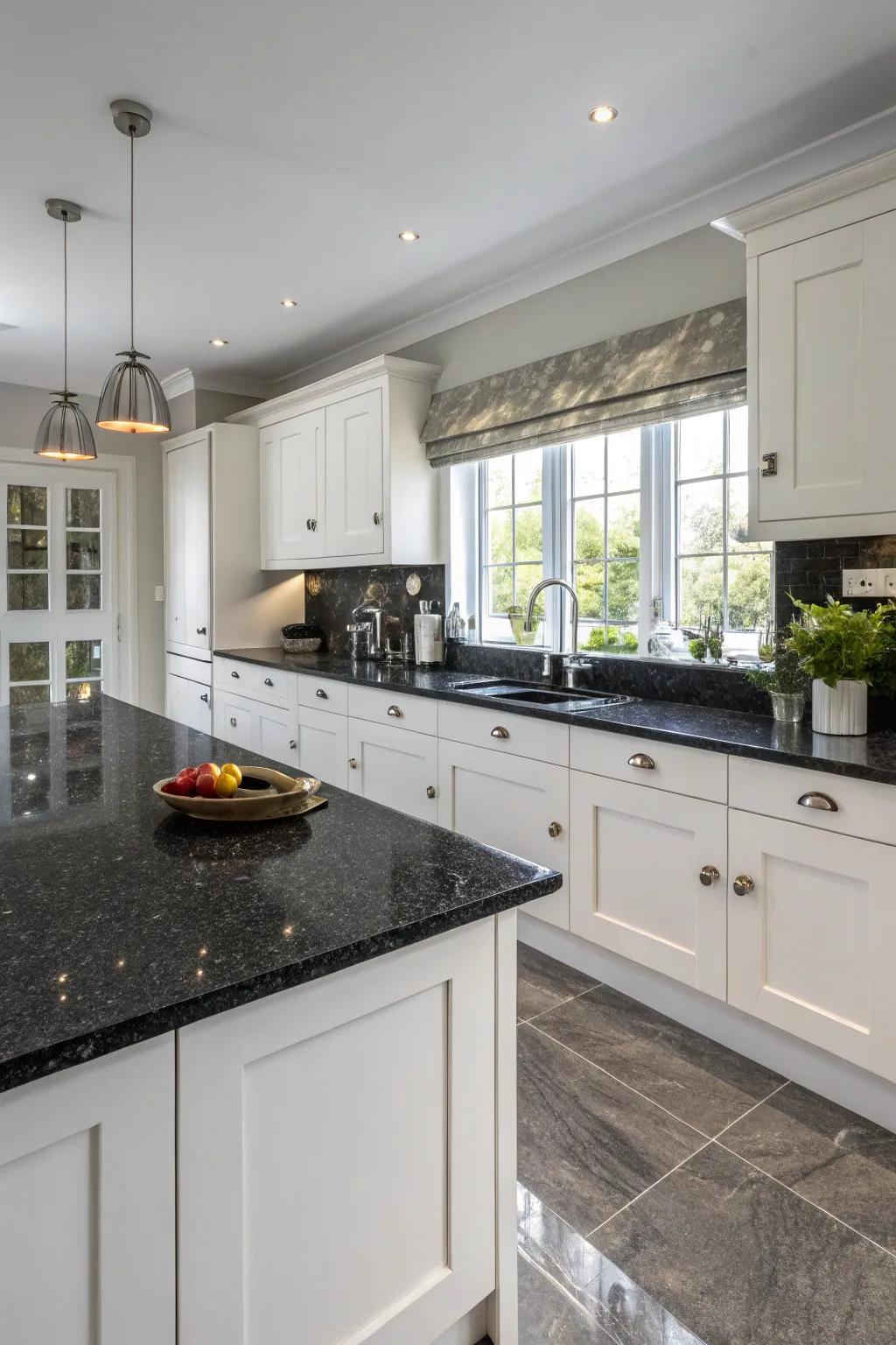 Dark surfaces infuse drama and sophistication.