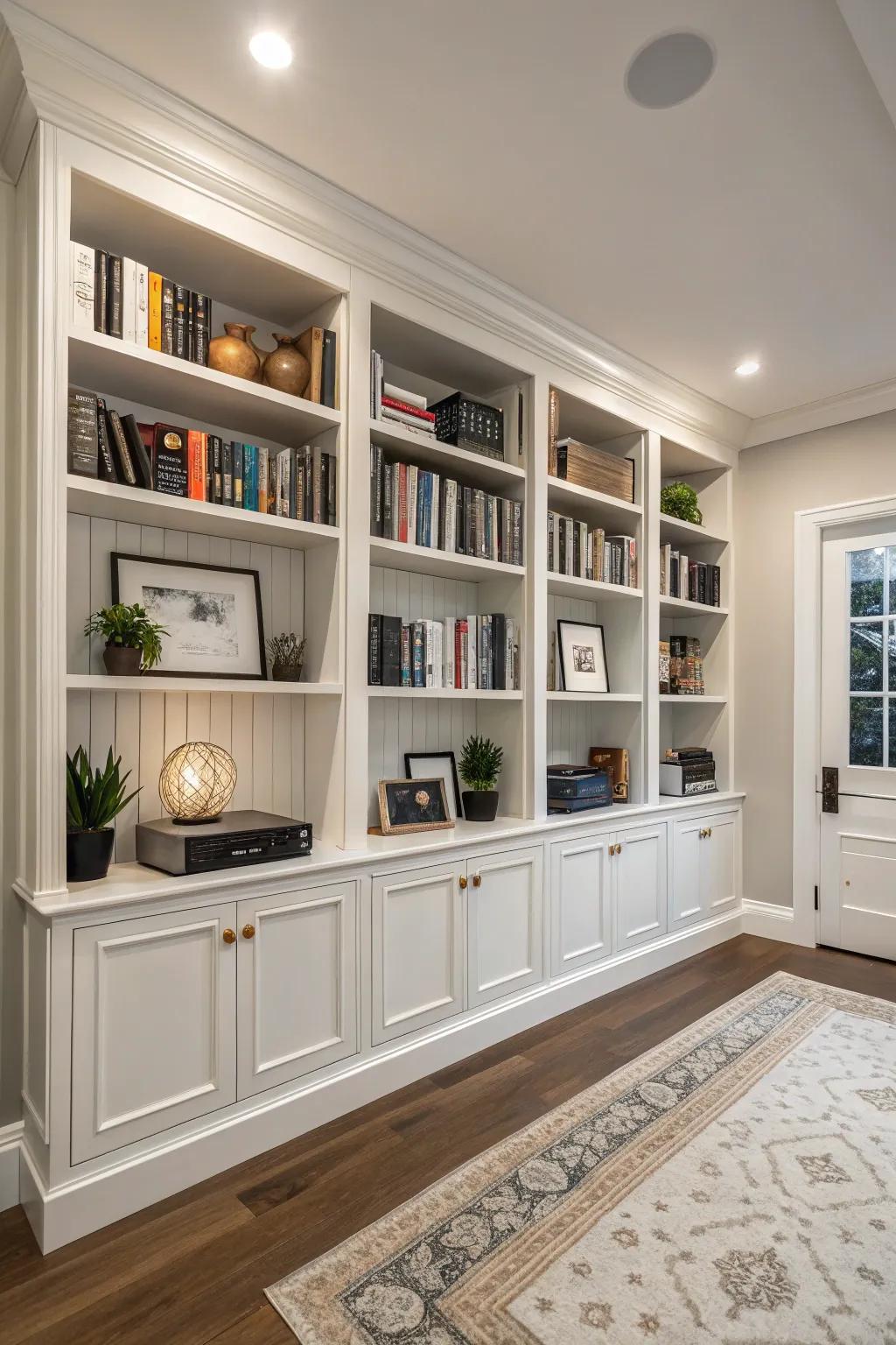 Balanced design imparts a sense of peace and order to any bookshelf.