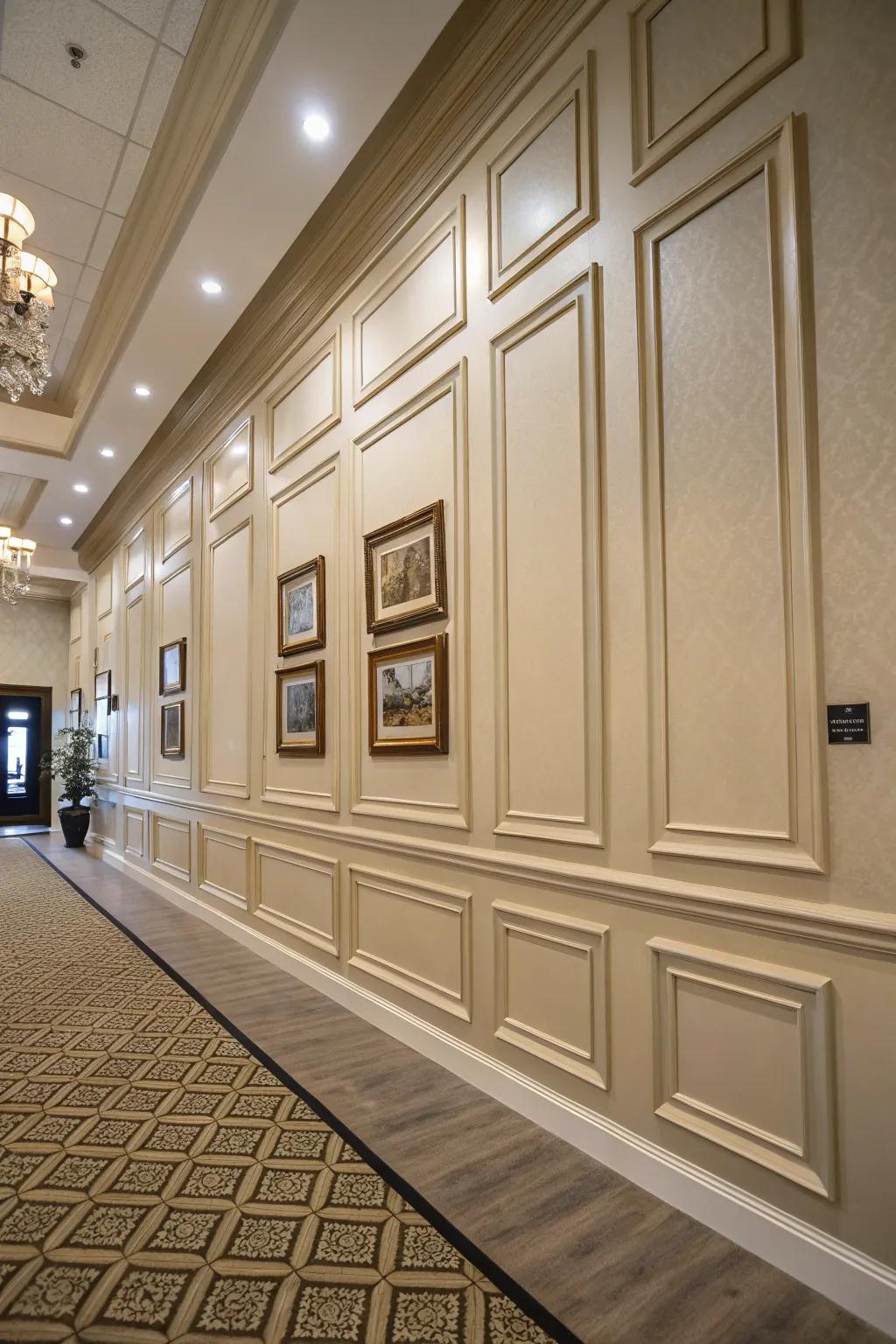 Decorative wall trim elevates walls with a touch of refined elegance and structured appeal.