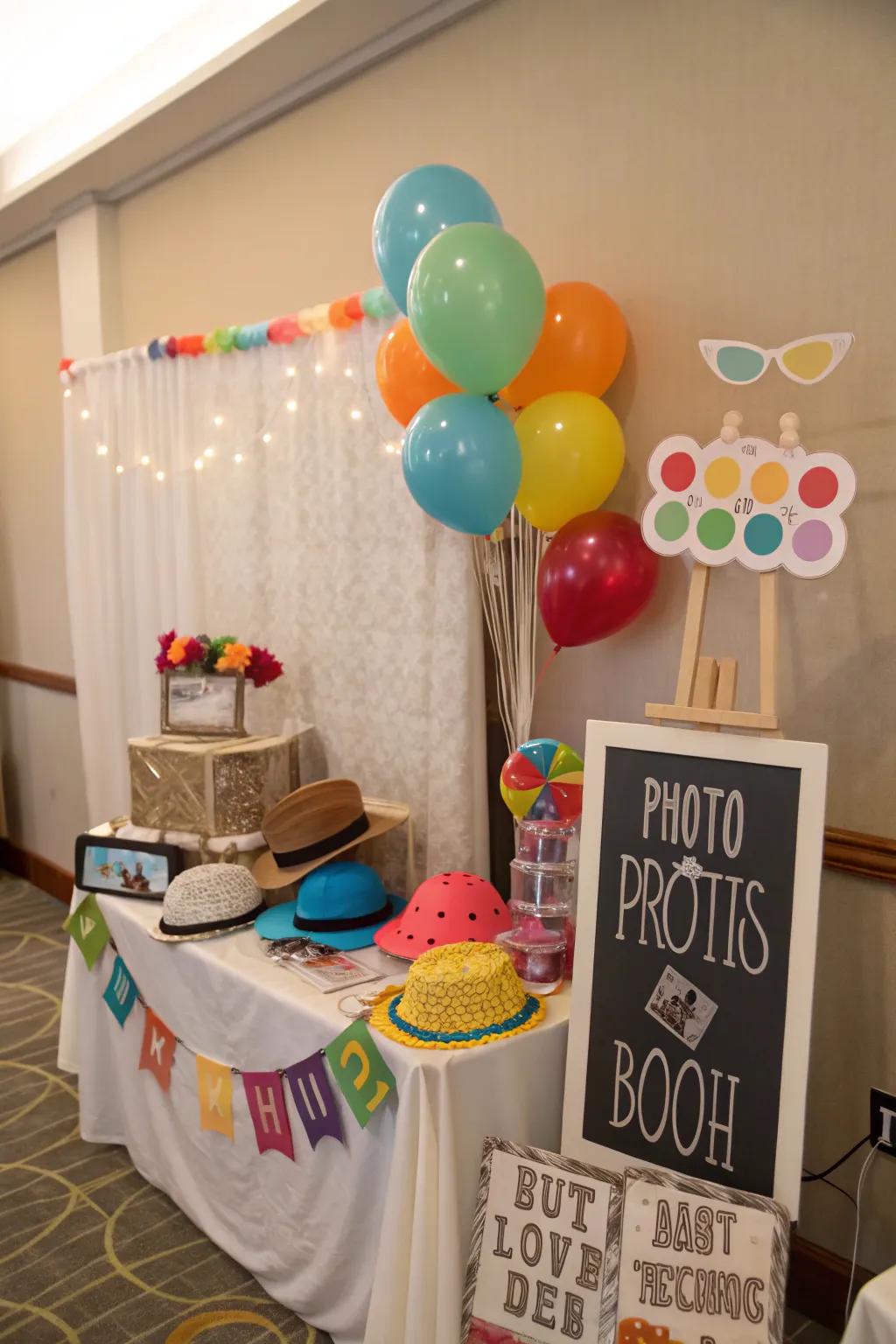 A playful snapshot station corner adds fun and creates lasting memories.