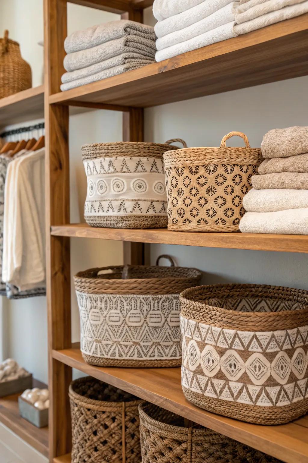 Beautiful baskets offer stylish, effective storage.