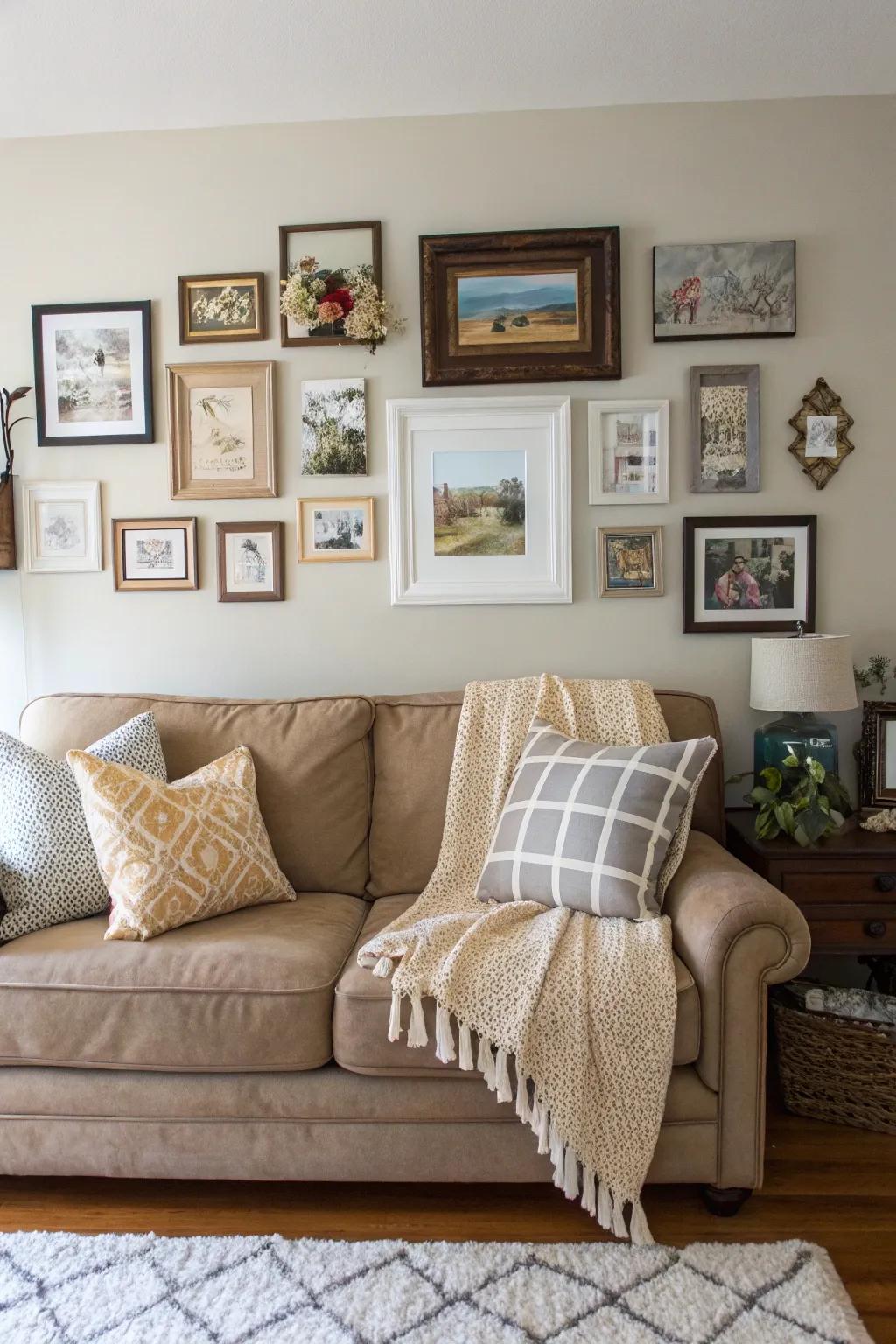 Artwork and wall decor positioned above the couch have the ability to function as a mesmerizing point of interest in your living space.