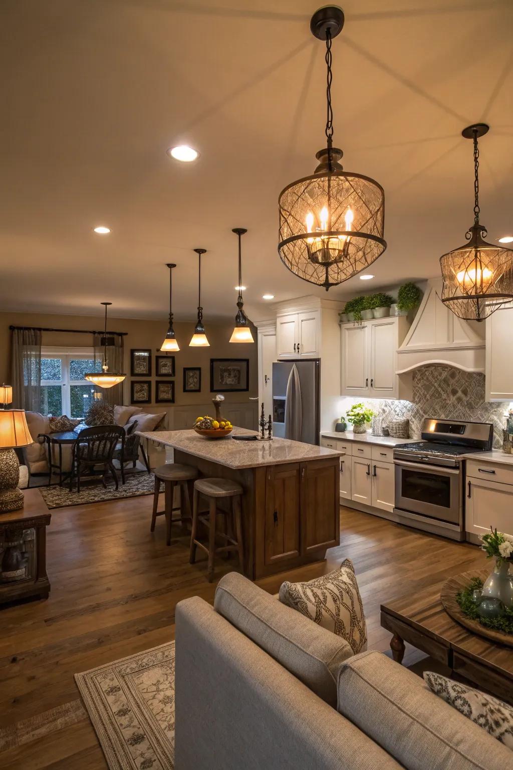 Illumination sets the mood and delineates spaces.