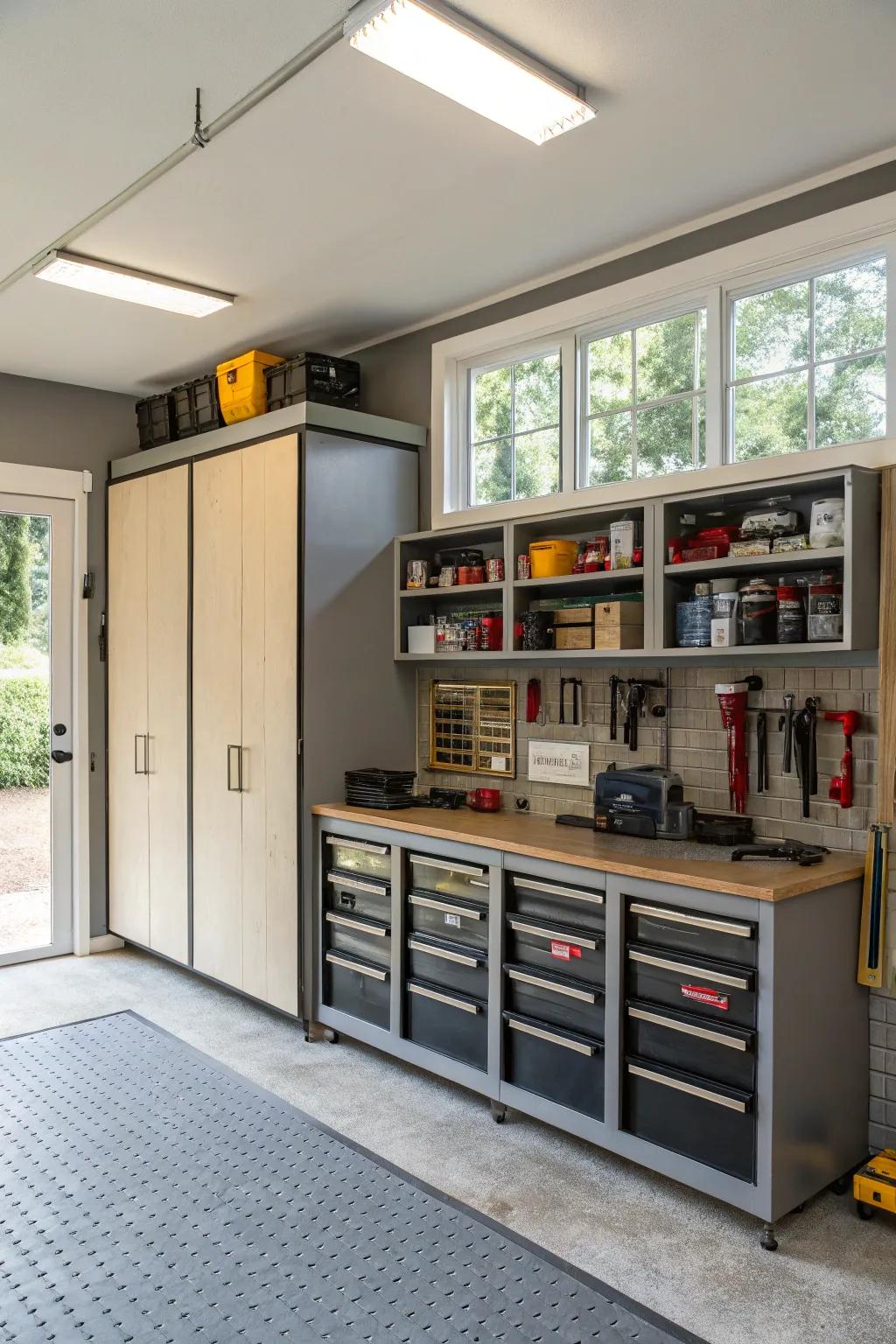 Practical storage keeps your man cave neat and useful.