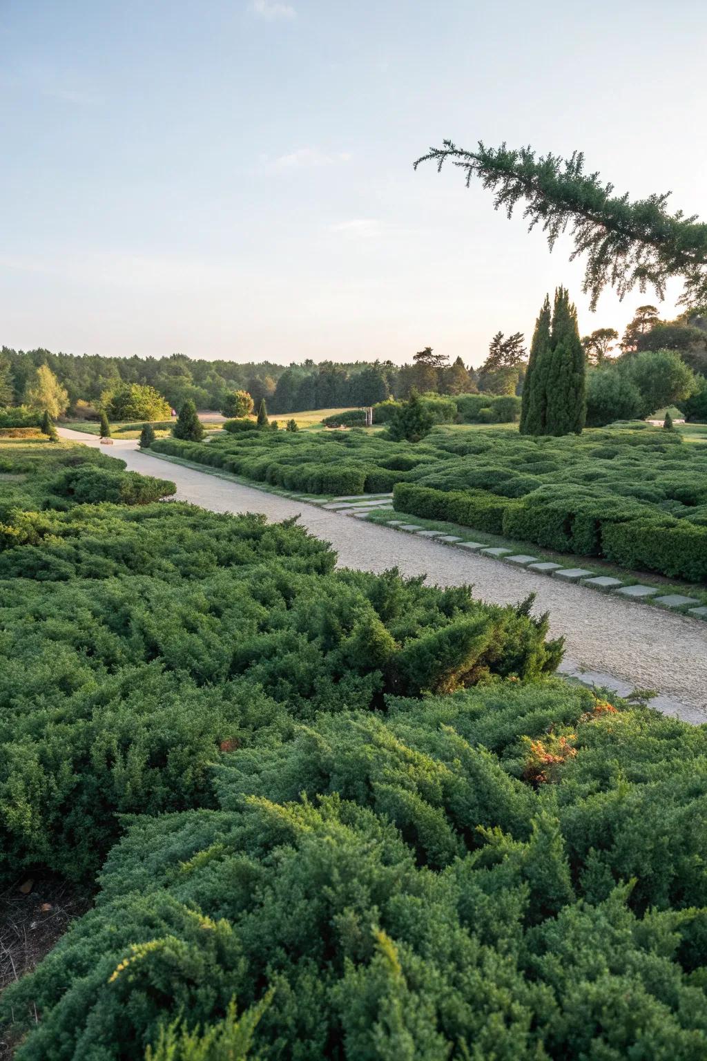 Creeping Juniper supplying lush, evergreen coverage.