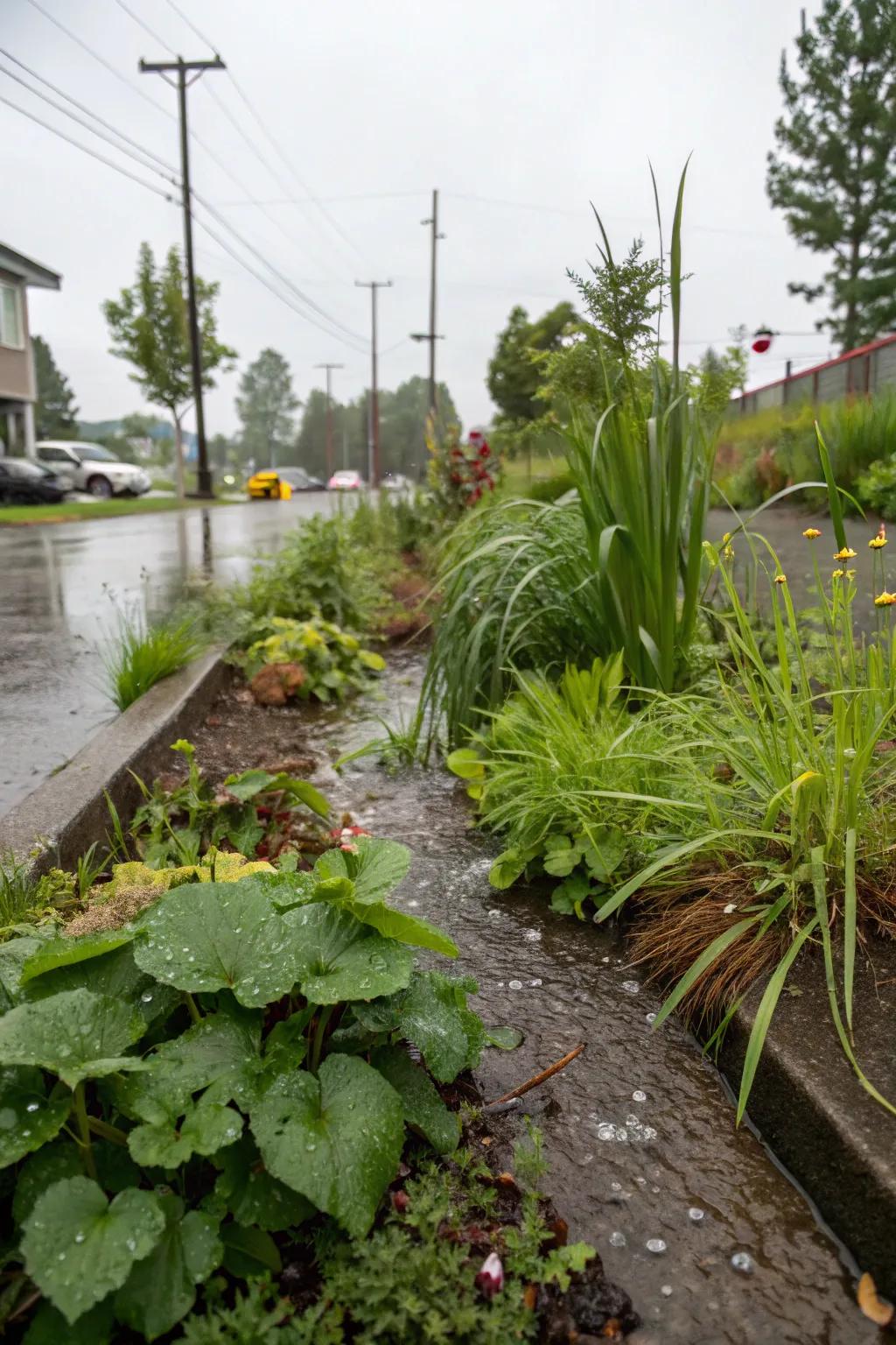A rain garden in Portland conceived to naturally manage stormwater.