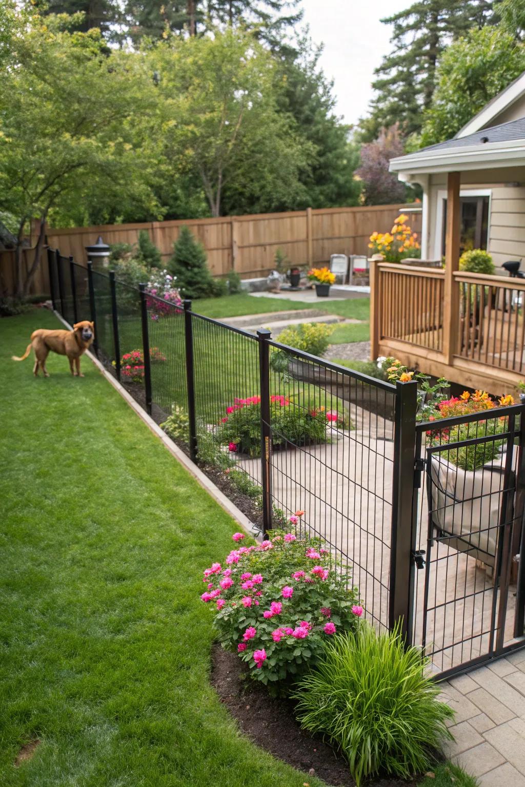 Secure enclosures that augment the backyard's overarching layout.