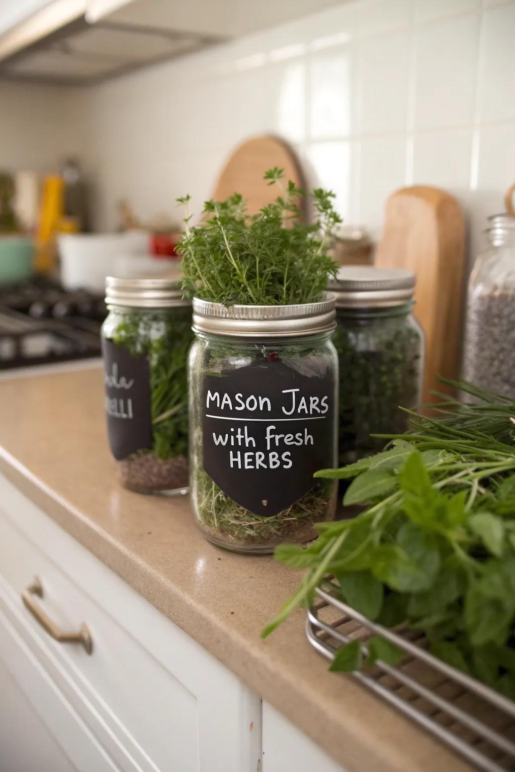 Personalize with carbon inscription-labeled repurposed jars.