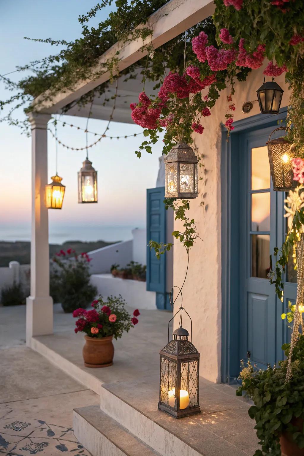 Soft lighting lending coziness and charm to twilight gatherings.