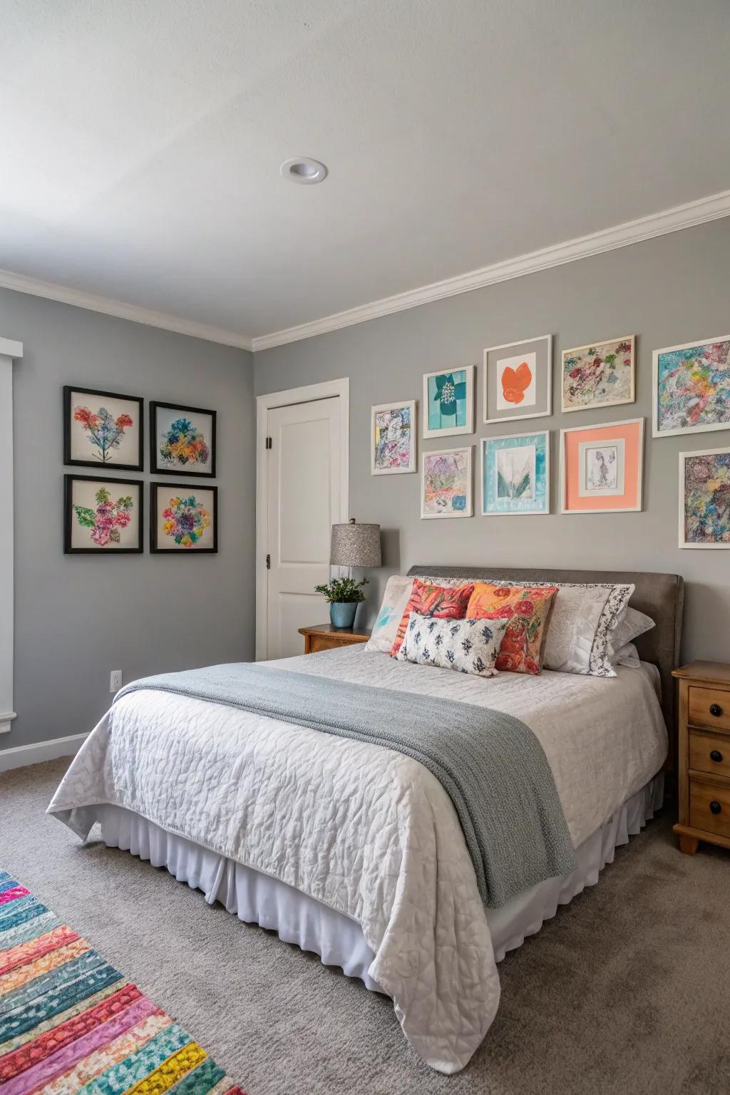 Gentle slate serves as a soothing setting for vibrant elements.