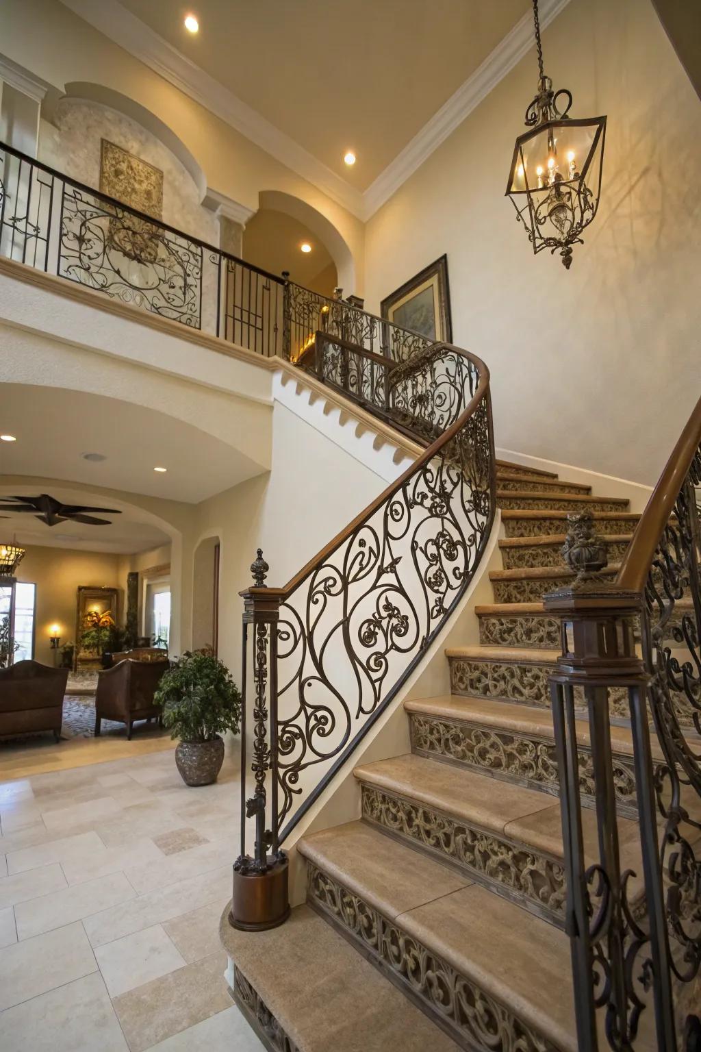 Transform your stairway into a masterpiece using elaborate borders.