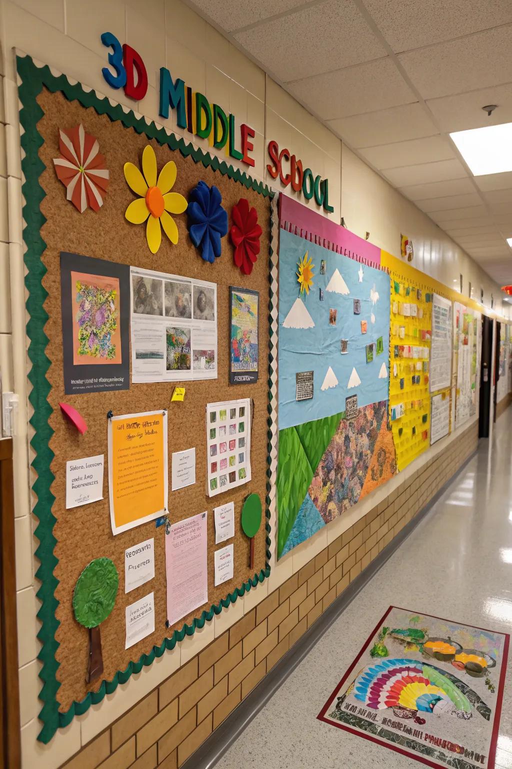 A vibrant 3D bulletin board installation that stands out