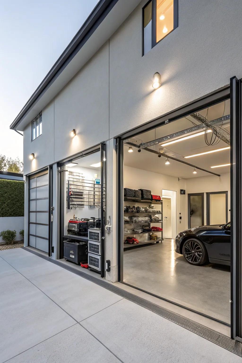 With integrated technological features, elevate your garage.