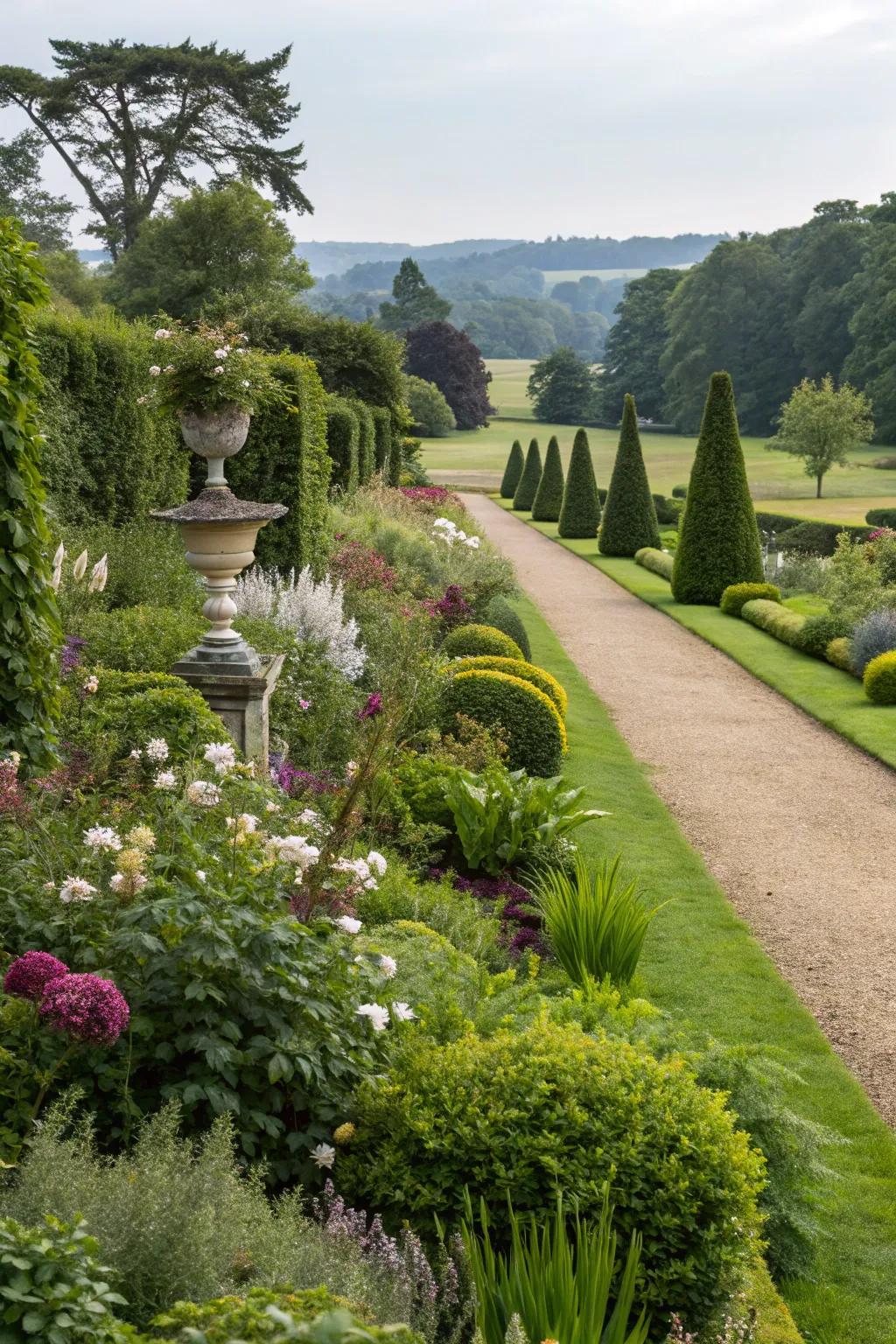 Judiciously positioned plants accentuate the inherent beauty of a modern garden.