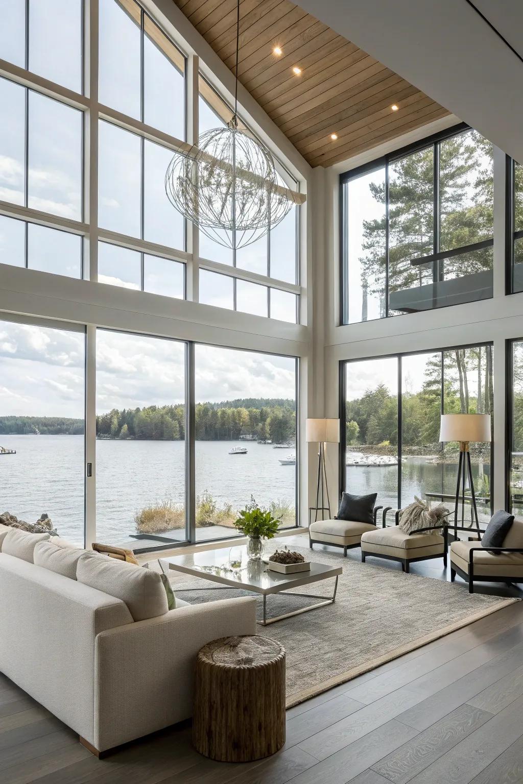 Luxurious interiors provide comfort and design in your lake house.