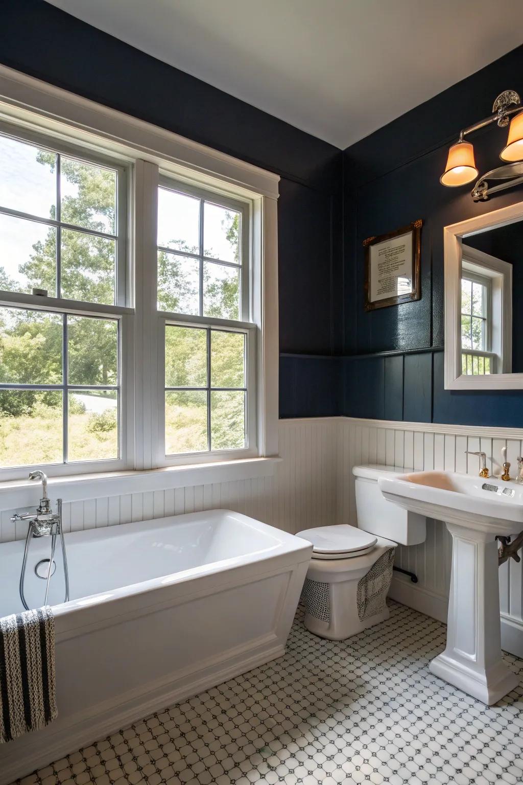 Sunlight brightens and harmonizes midnight blue tones.