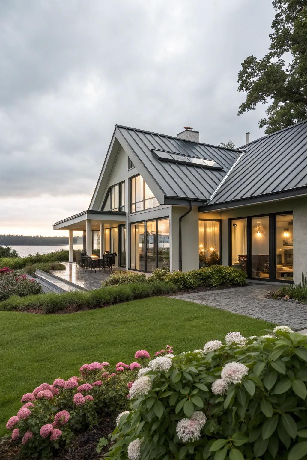Metallic roofs furnish a dapper and robust alternative for contemporary residences.