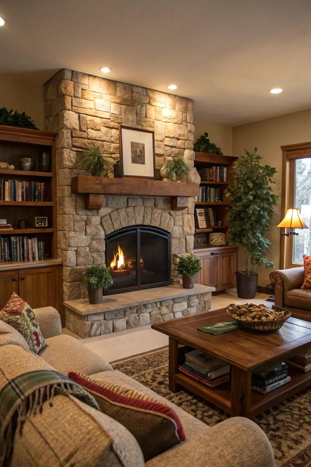 A hearth serves as a comforting and welcoming focal point.