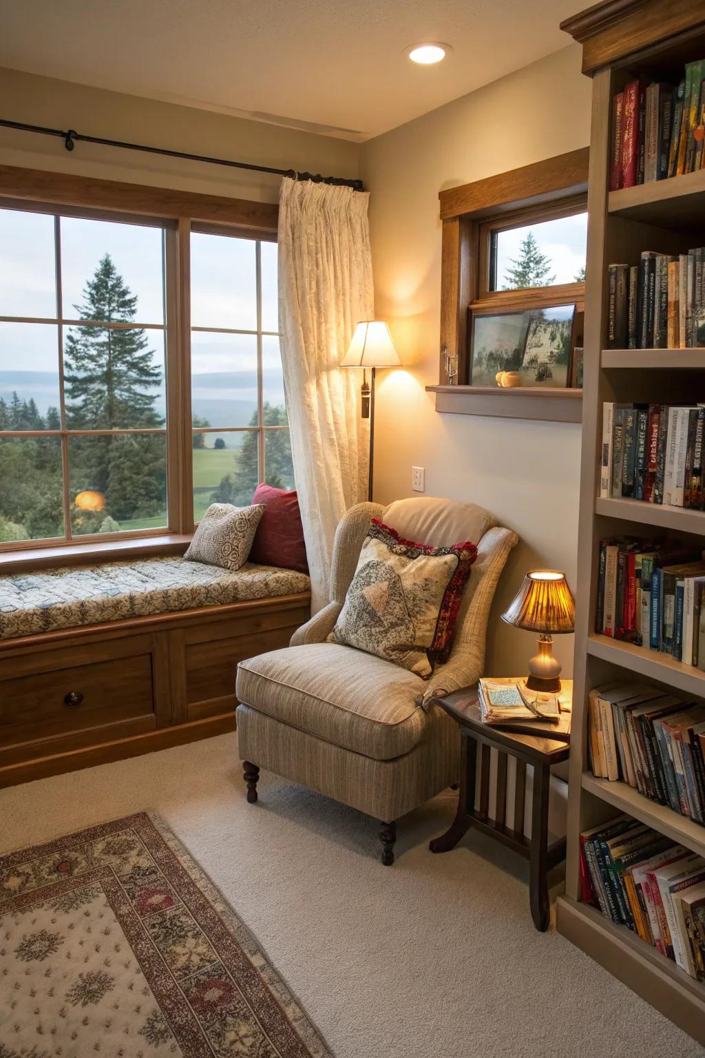 A snug niche presents a perfect escape within your chamber.