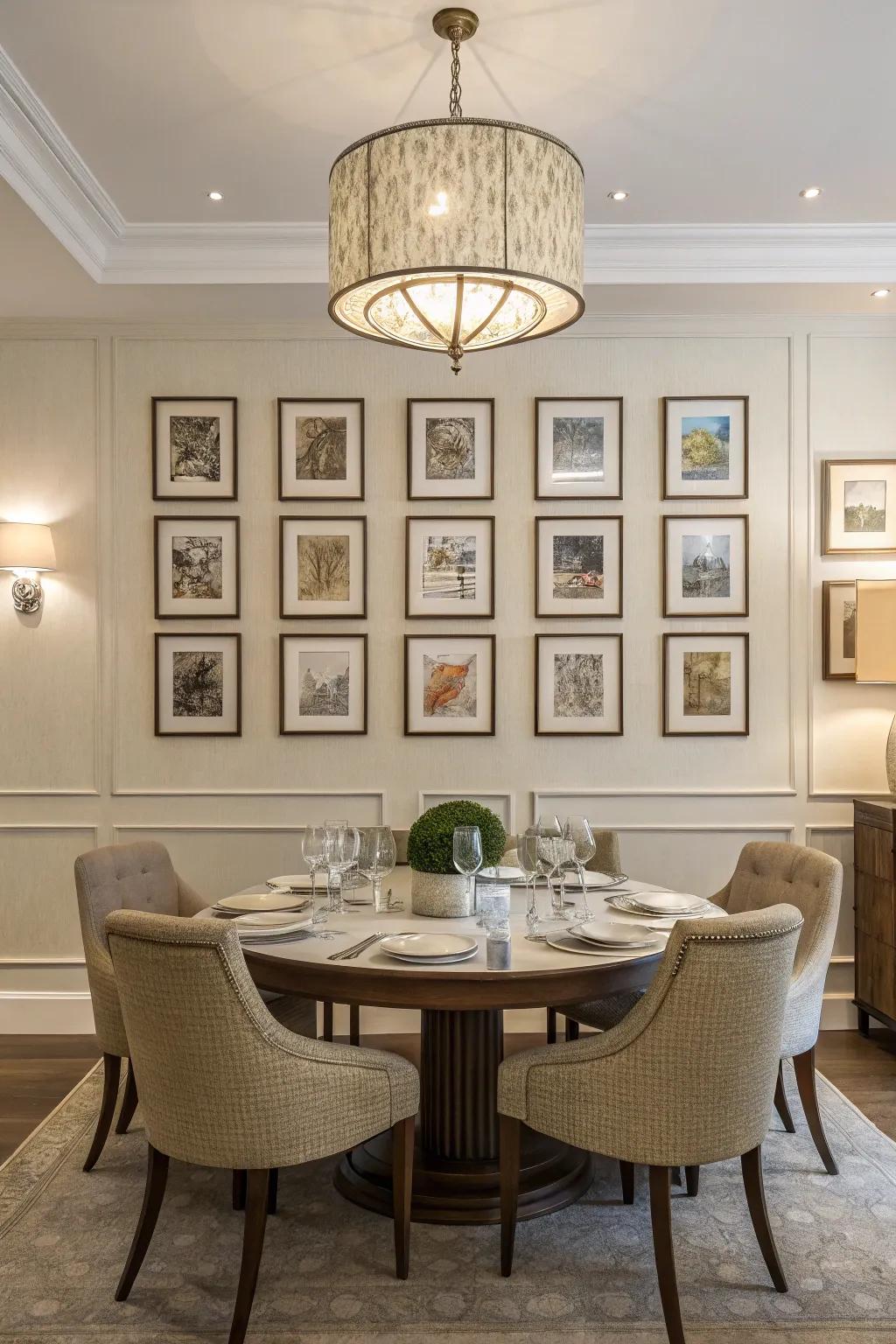Balanced art positioning delivering balance to a dining setting.