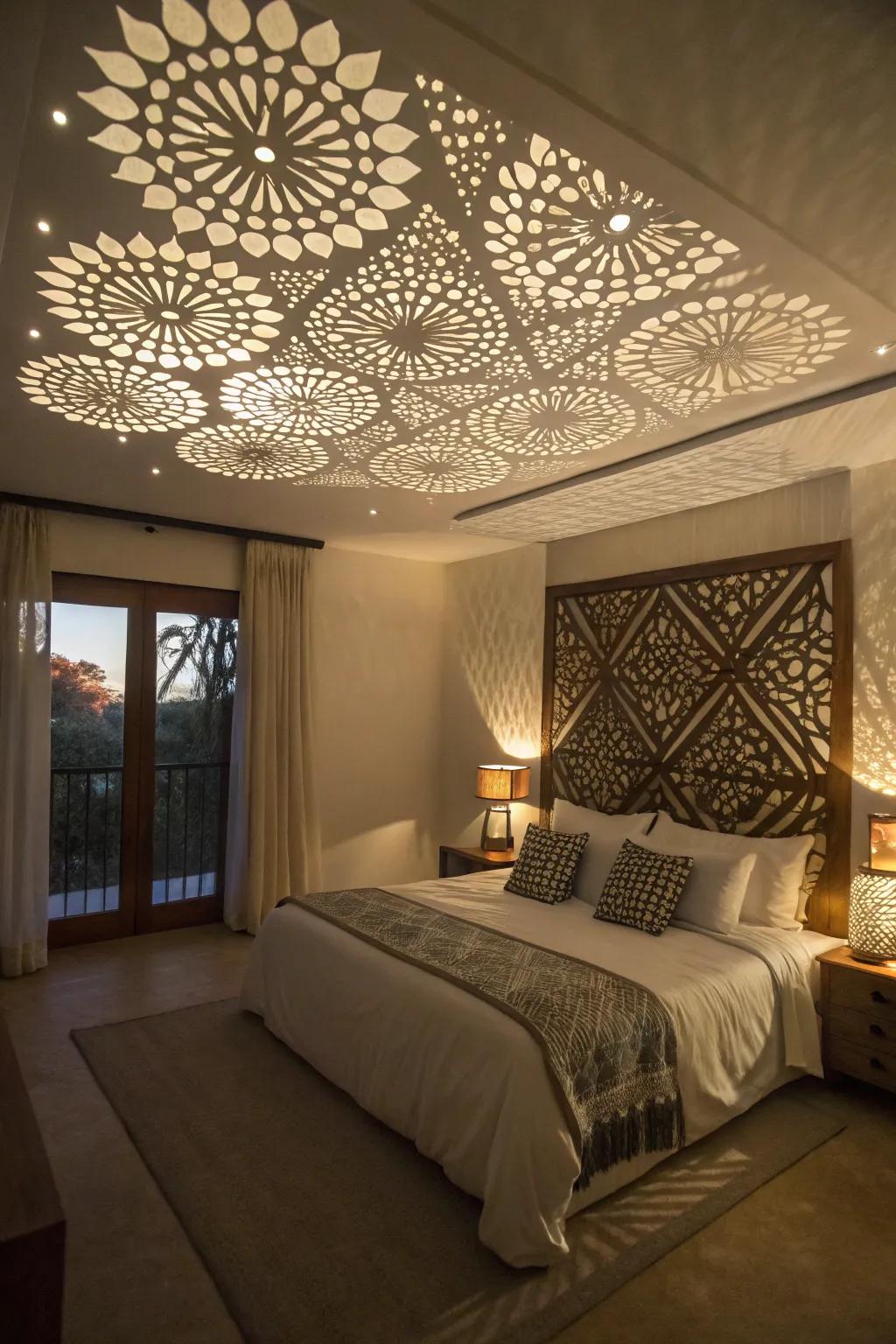 Symmetrical ceiling designs for visual allure.