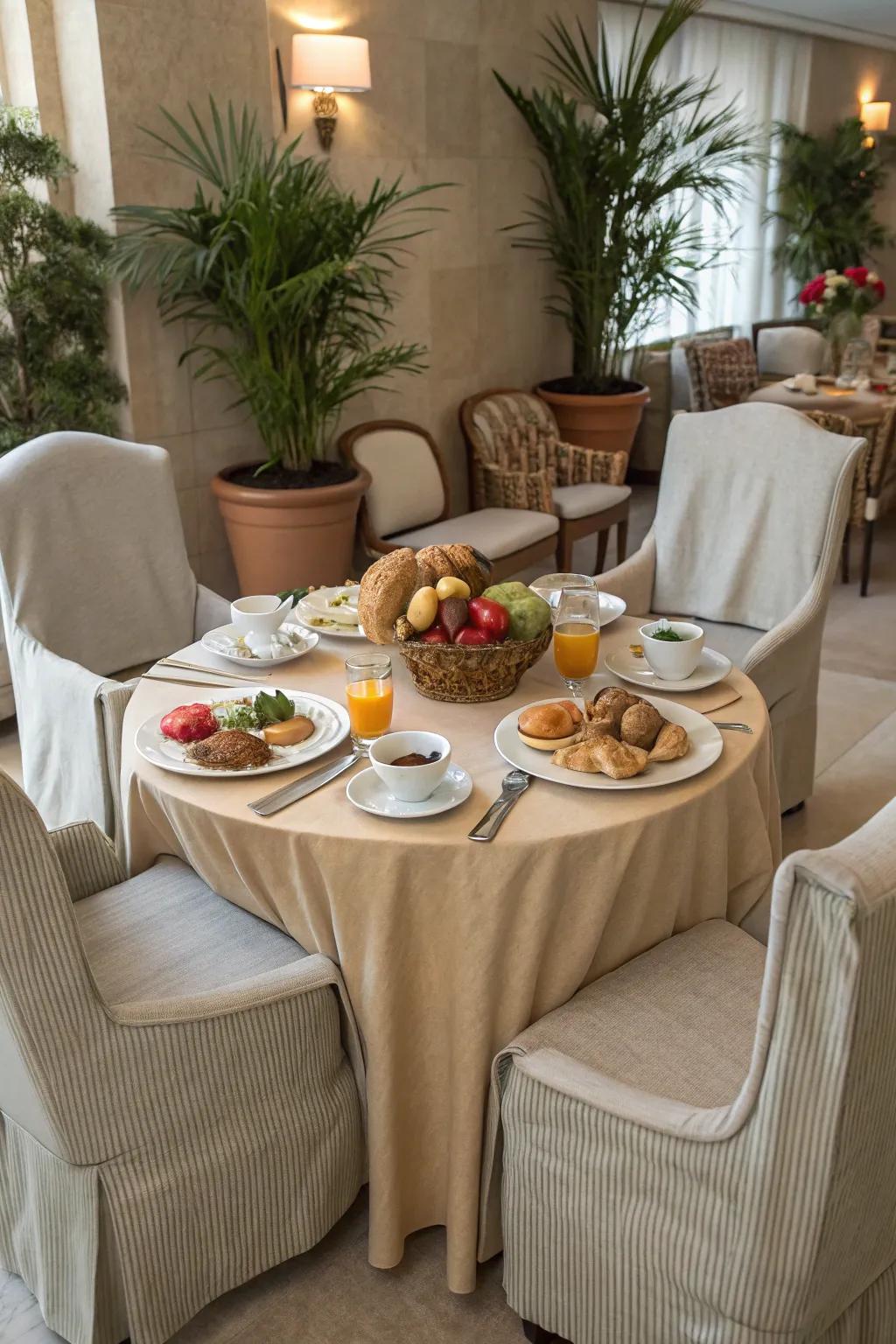 Cozy seating with coordinated decor integrates the overall aesthetic.