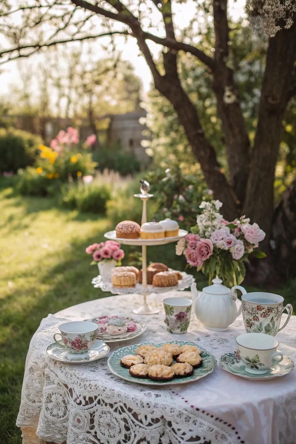 A vintage tea party arrangement, perfect for a captivating Mother's Day.