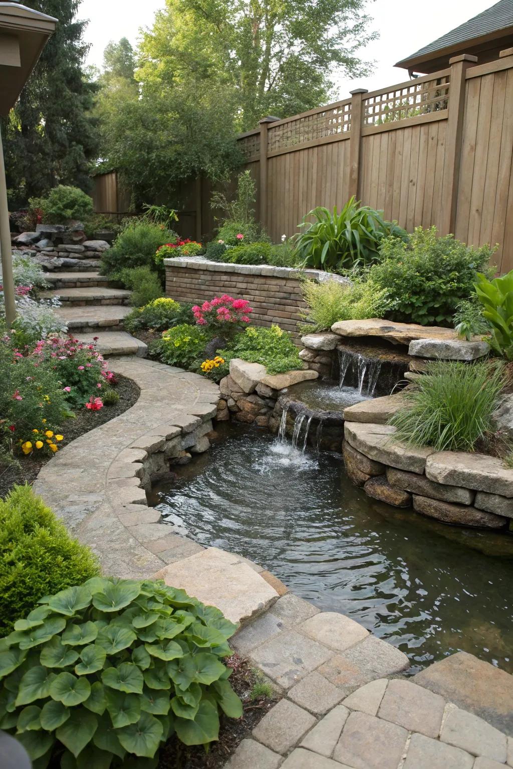 A graduated stream design for added dimension and calm.
