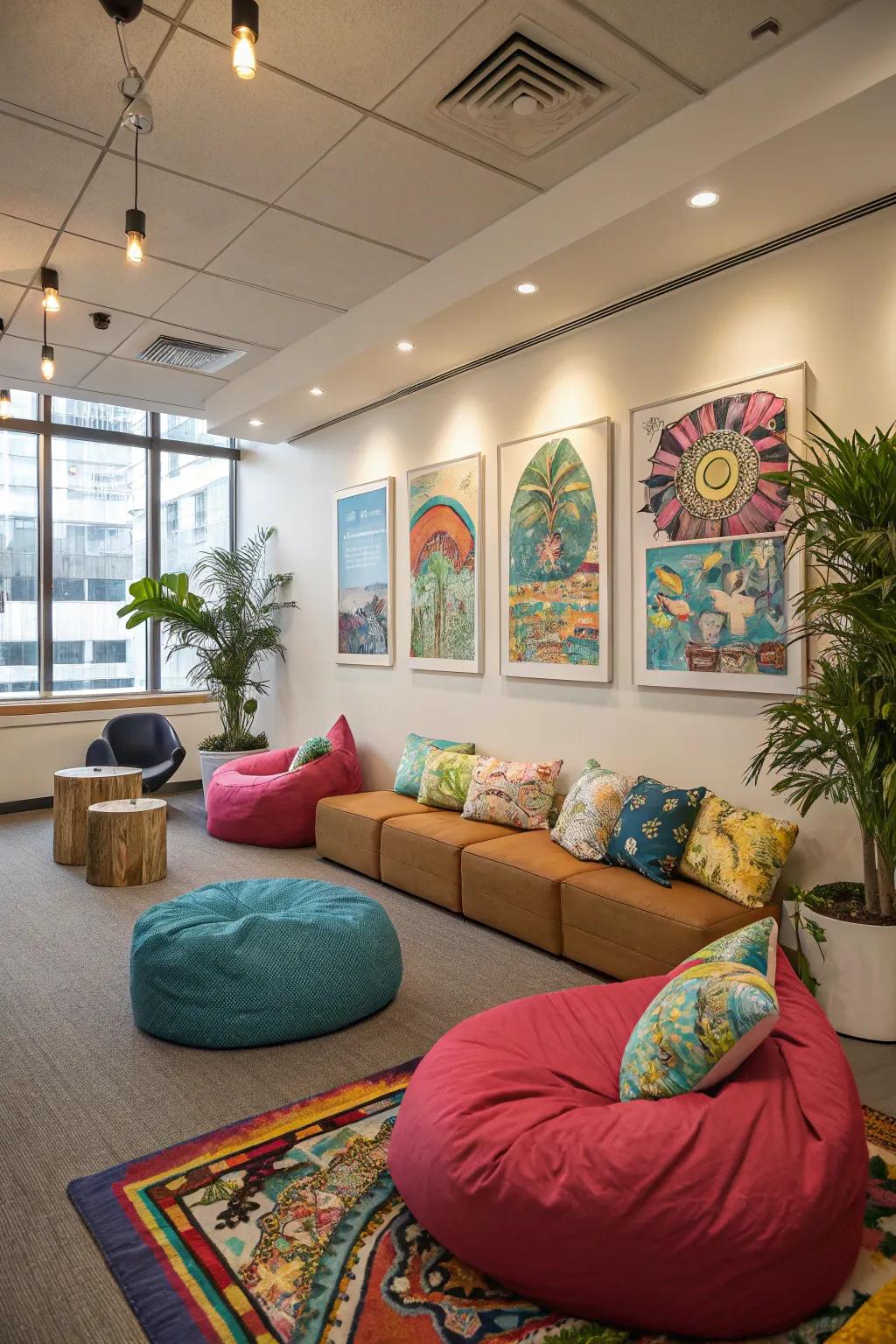 Vivid accents contribute notes of energy and comfort.