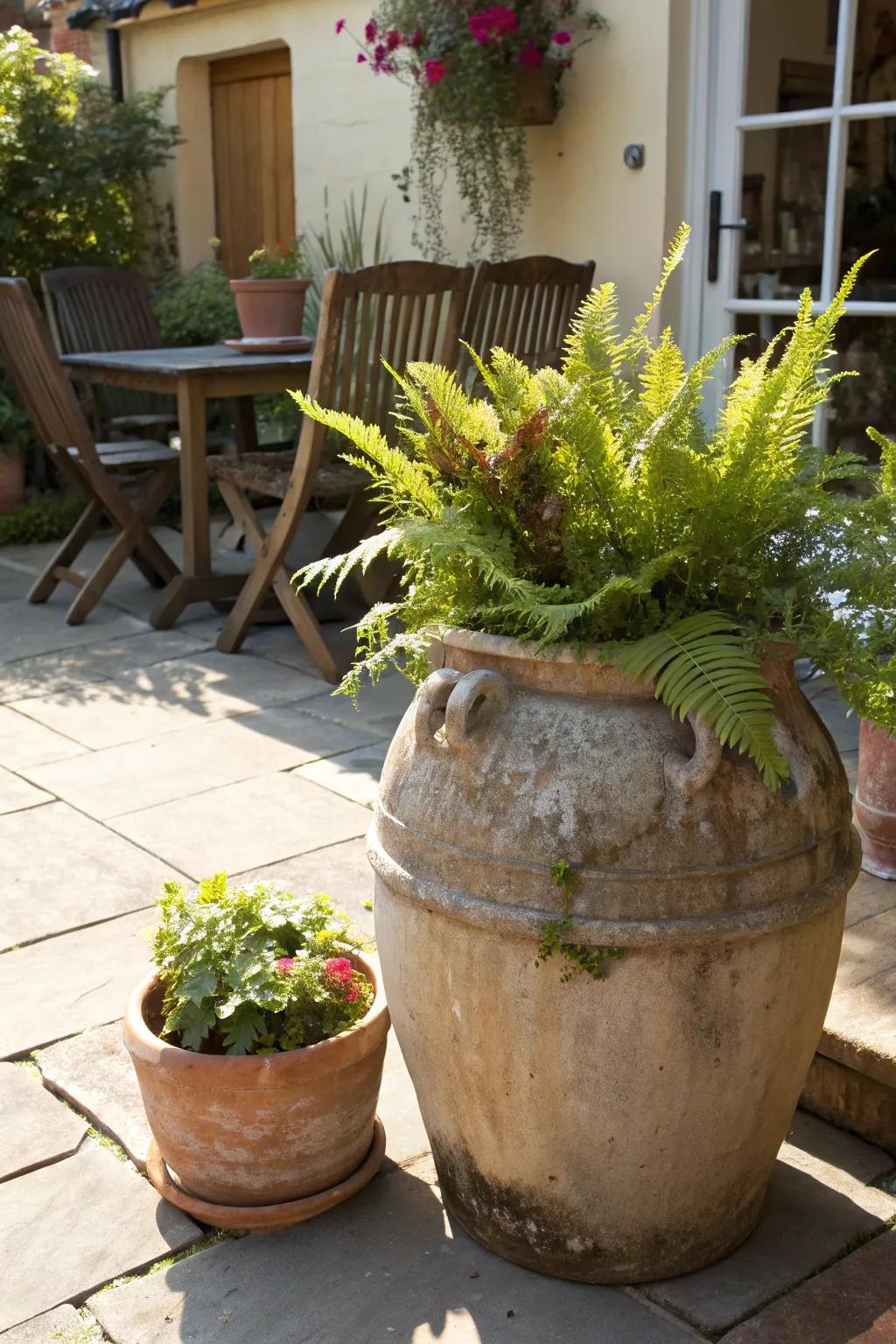 Convert earthenware into a thriving open-air planter.