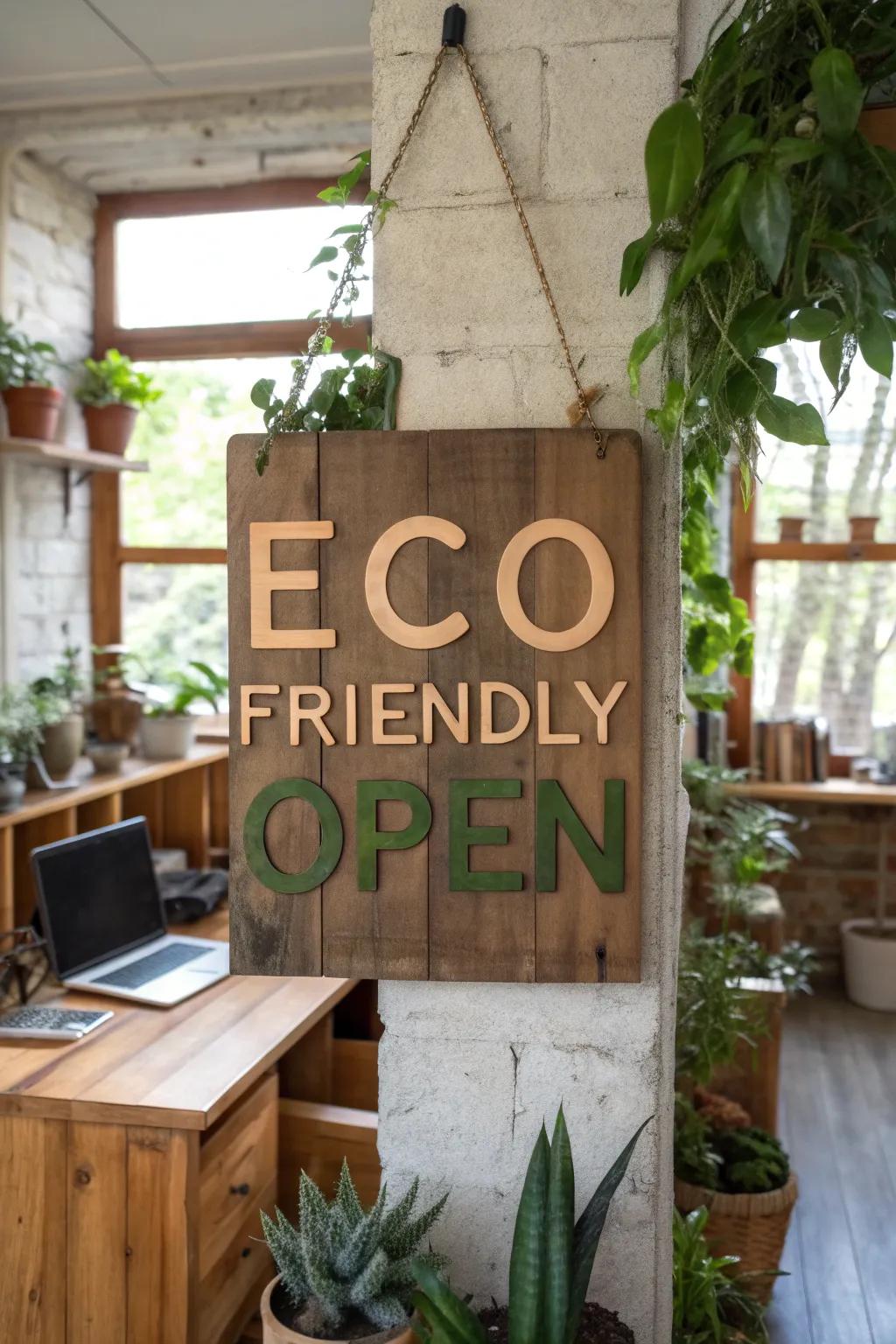Unite style and sustainability with an eco-friendly welcome display.