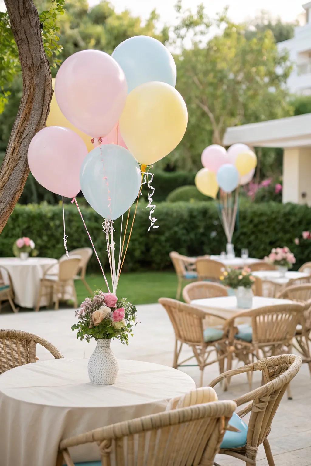 Pastel air spheres contribute a playful yet elegant element to every event.