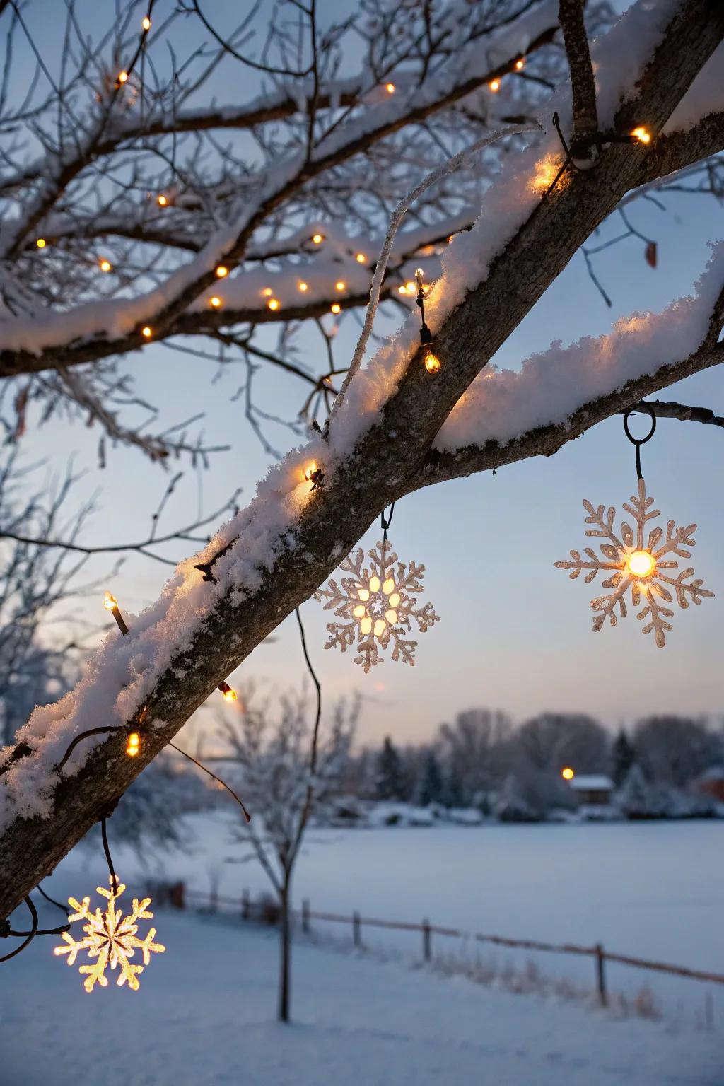 Incorporate an element of enchantment via whimsical crystalline flake lights.