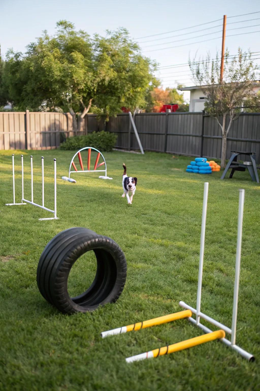 Maintain your dog's activity using an engaging impediment course.