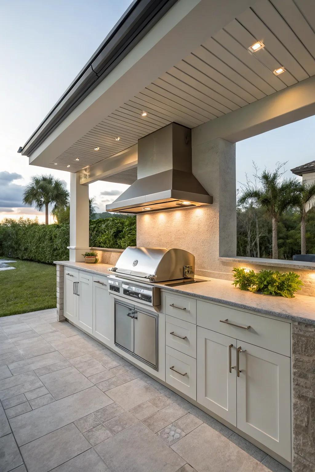 Custom-built cabinets provide style and storage to your grill zone.