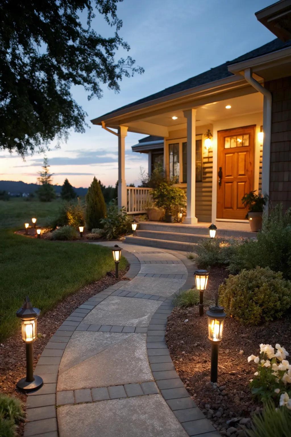Sidewalk illumination guarantees protection and introduces refinement.